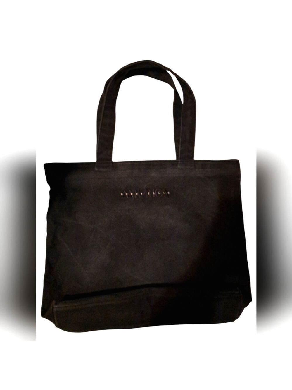 Perry Ellis America Black Denim shoulder bag. Double strap. Zip close.